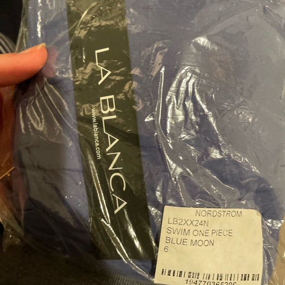 La Blanca Blue Rouched Bathing Suit - new with tags - Picture 2 of 2